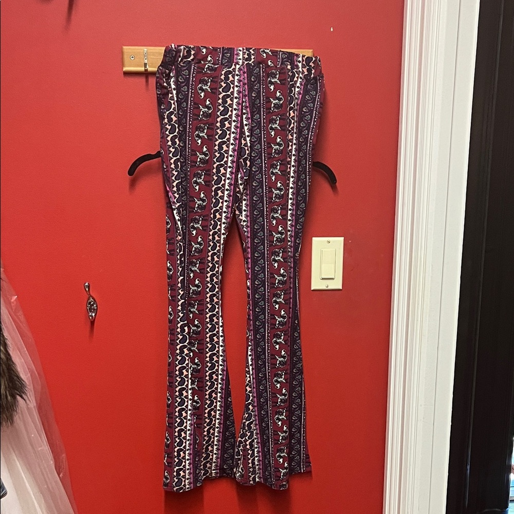 Vintage Havana Burgundy and White Flare Pants